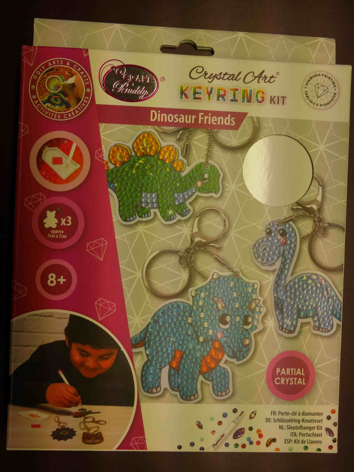 Diamantmalerei von Brandunit – 3 Dinosaurier-Schlüsselanhänger