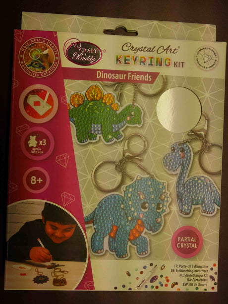 Diamantmalerei von Brandunit – 3 Dinosaurier-Schlüsselanhänger