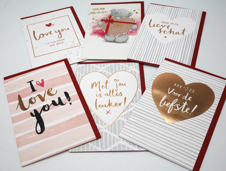 6 Valentinskarten-Set mit 6 verschiedenen Liebeskarten