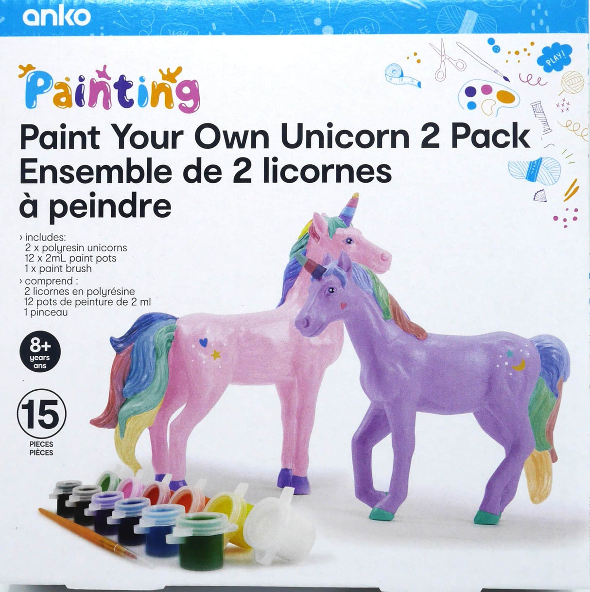 Playgo 2 Polyresin-Einhörner zum Bemalen in Ihren eigenen Farben