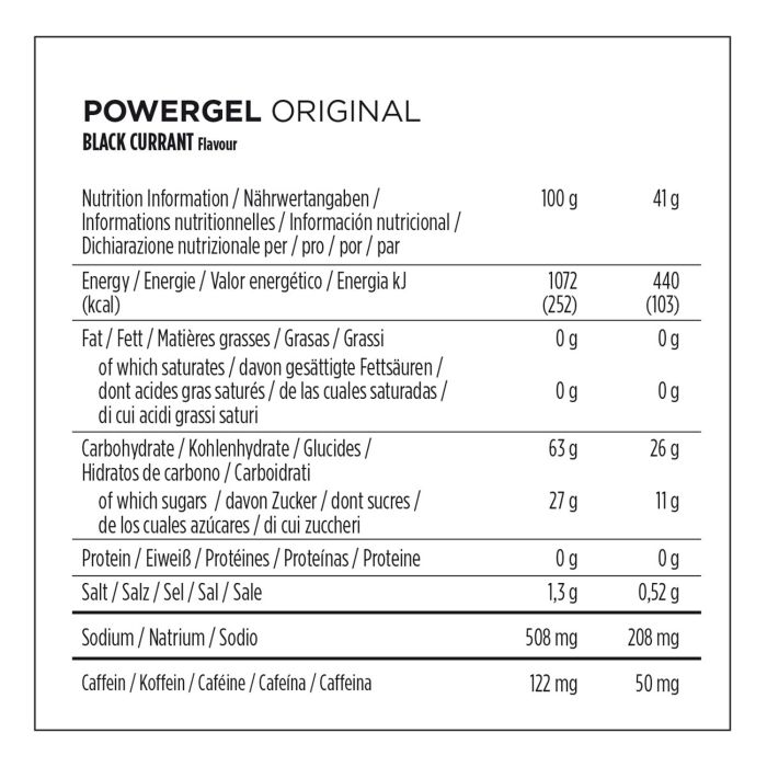 Powerbar Powergel Original (24 x 41gr) - schwarze Johannisbeere (Koffein)