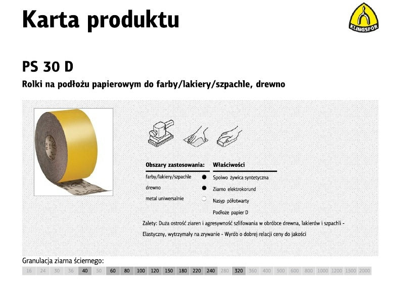 Klingspor papierrol 115mm ps30d p180 (50mb)