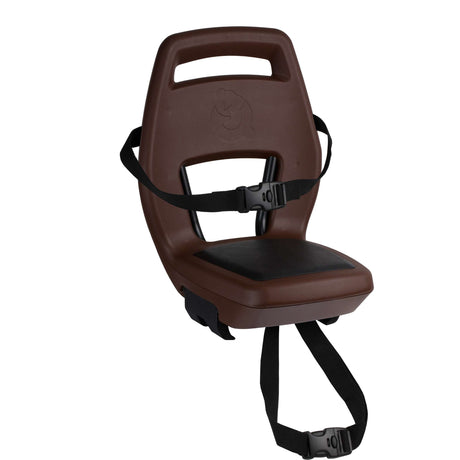 Qibbel Junior 6+ Fahrradsitz hinter Gepäckträgermontage – braun – inklusive Fußschutzplatten und Fußstützen