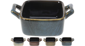 Schaal met handvatten 10x7,2x4cm keramiek 4 assortie