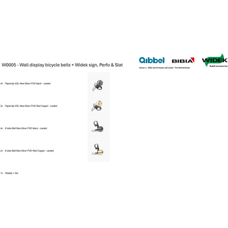 Qibbel widek wandpresentatiebeugel bel, bordje, perfo slat