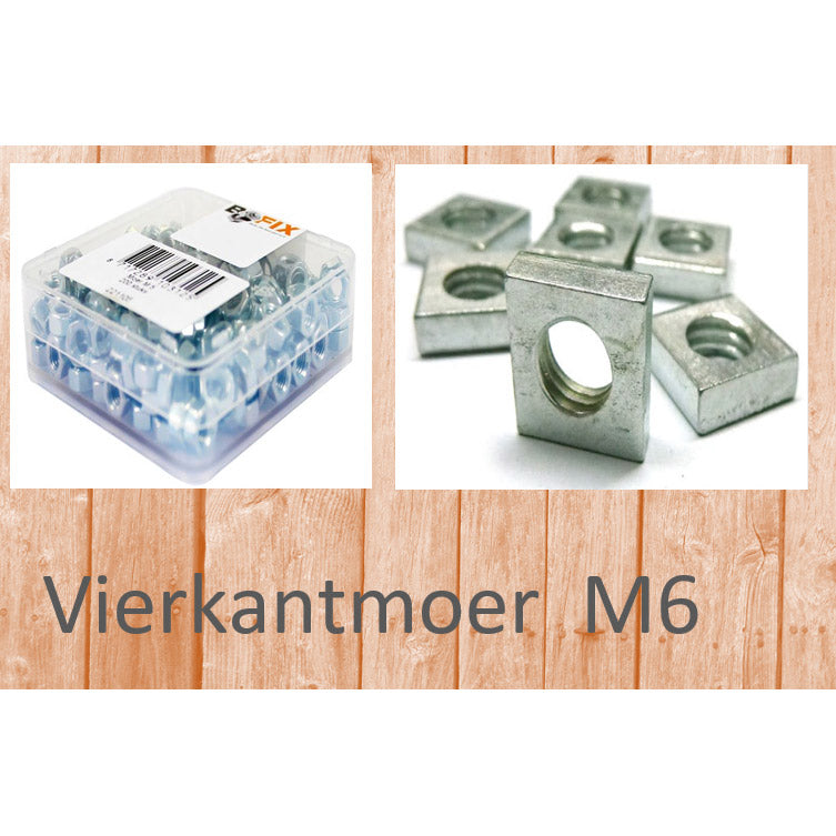 Bofix-Mutter M6 Vierkant verzinkt pro 100 Stück