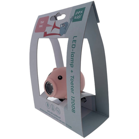 Pexkids Fahrradhupe Schwein mit LED-Lampe USB rosa