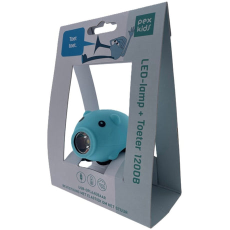 Pexkids Fahrradhupe Schwein mit LED-Lampe USB blau