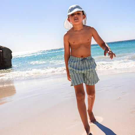 Resort-Streifen | Grün-weiß gestreifte UV-Sonnenkappe