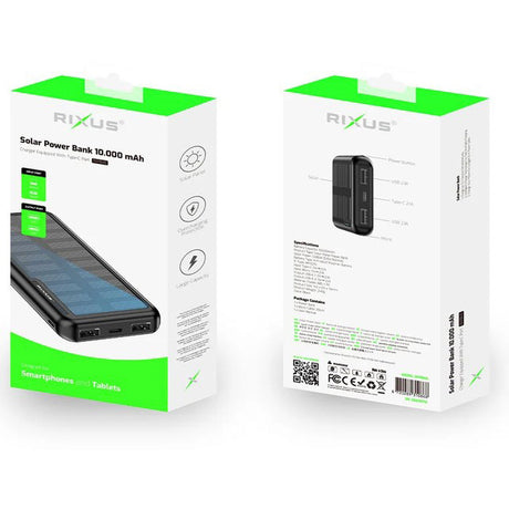 Olympic sportswear rixus powerbank rxpb45 solar 10.000mah zwart