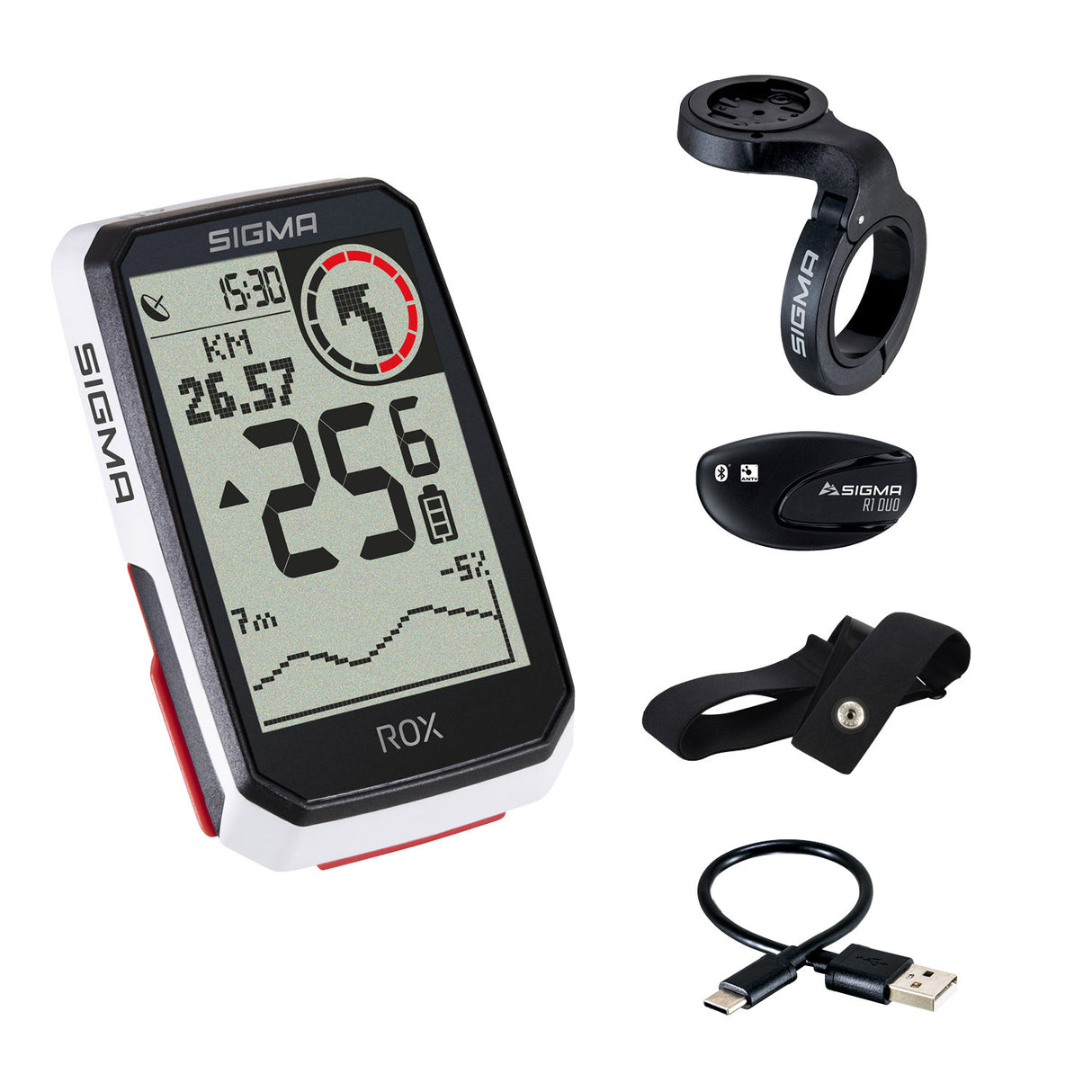 Sigma Rox 4.0 GPS SW White HR Lenkhalter + Ant + Ble Brabstiev