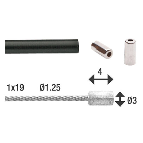 ELVEDES GAS Kabel Universal 1700 mm 2250 mm verzinkt schwarz (auf der Karte)