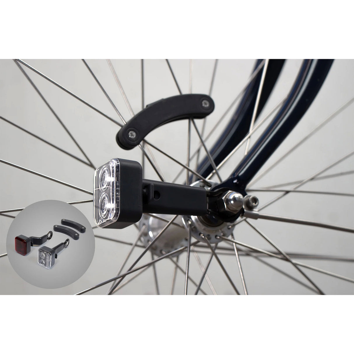 Fahrradbeleuchtung AMS Constant Stahl rot weiß 4-teilig