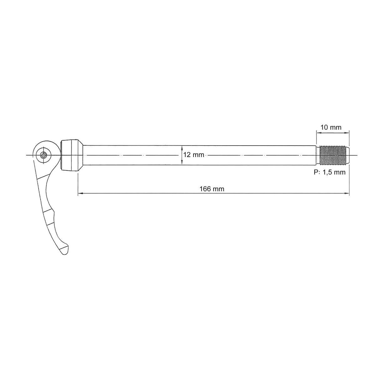 Novatec QR269r Seatachse Ø12mm 166 mm mit Schnellfreisetzungen