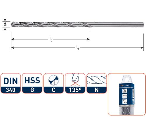 Rotec Spiralbohrer DIN340n.4,3mm lang