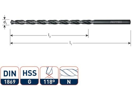 Rotec Spiralbohrer extra lang 3,5x165 115