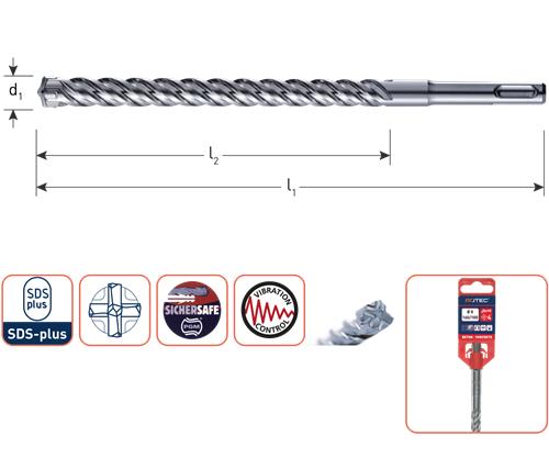 Rotec Bohrhammer SDS+ 'Zentro' 4-Schneider 20,0x400 450 mm - 2022003 - 202.2003