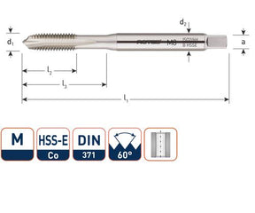 Rotec Maschinengewindebohrer DIN376 M8