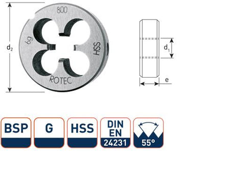 Rotec runde Schneidplatte BSP G1 8 HSS
