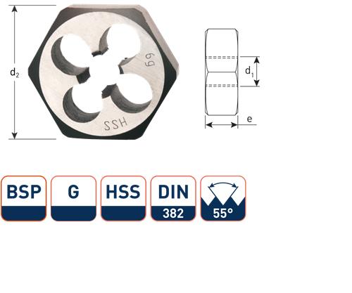 Rotec Sechskant-Schneidmutter BSP G1 DIN382 HSS