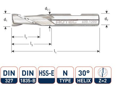 Rotec Keilnutfräser kurz DIN327 4,0 mm Weldon (U)