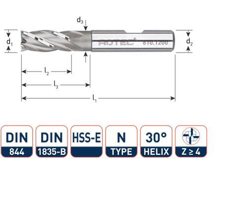 Rotec Schaftfräser kurz DIN844 13,0 mm Weldon