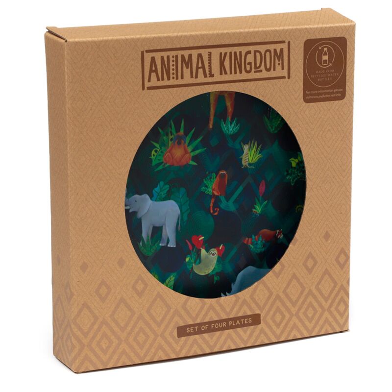 Tierreich-Set mit 4 nachhaltigen Picknicktellern aus Teppich