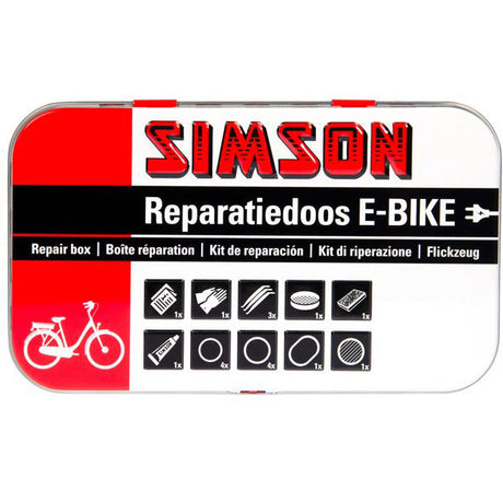 Reparaturbox E-Bike Aluminium Red White 14-Piece