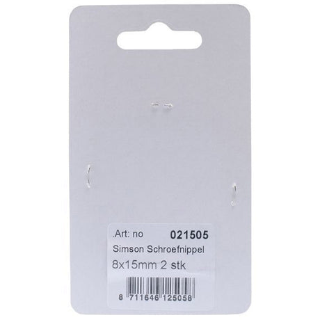 Schraubennippel 15 x 8 mm Silber 2 Stücke