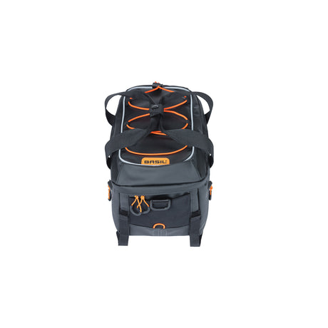 Basilikum Miles Gepäck Thringa -Tasche - Sporty Fahrradbeutel für Männer und Frauen - Schwarz Orange - wasserdicht - 7 Liter