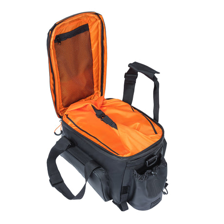 Basilikum Miles XL Pro-Gepäck-Bedrohungstasche, schwarzer Orange, wasserdicht, 9-36L, geeignet für Elektrofahrräder