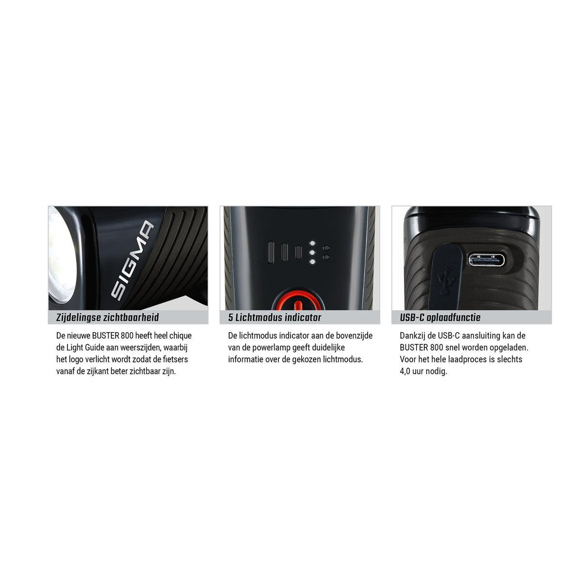Sigma Scheinwerfer Buster 800 LED -Schraubenhalter -li -ion -Batterie USB