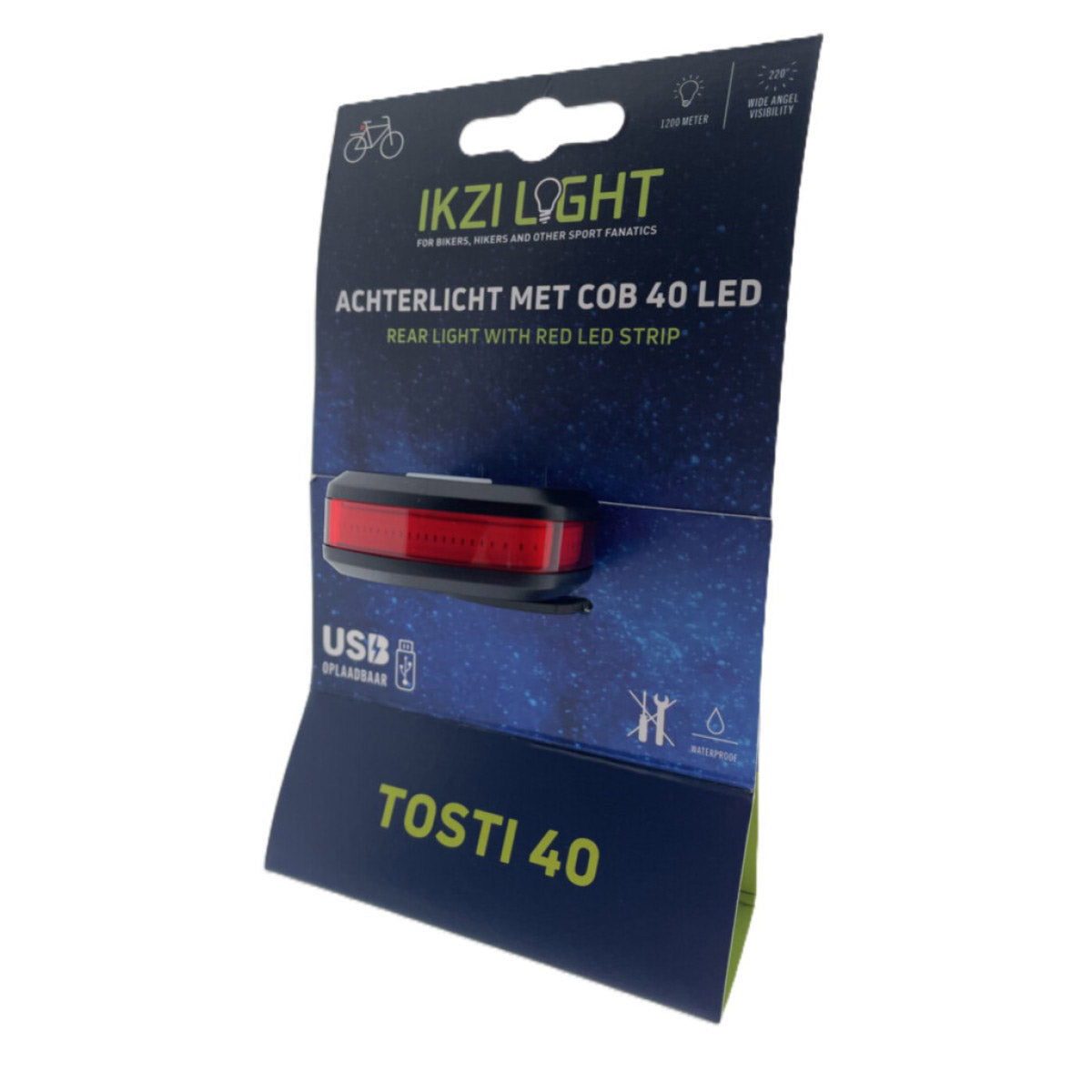 Ikzilight Rücklicht Sandwich 40 Cob LED, USB wiederaufladbar