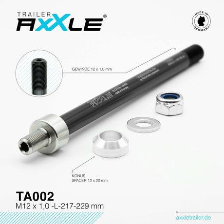 Bobike Radoxx Pflanzenachse für Anhänger M12X1.00 217-229mm