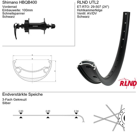 Roland voorwiel utl2 24 29-507 36g qr hbqb400 zw zil