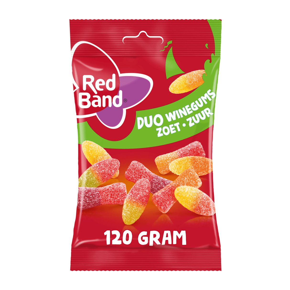 Red band duo winegums zoet zuur - snoep fruitige combinatie - 12x120g