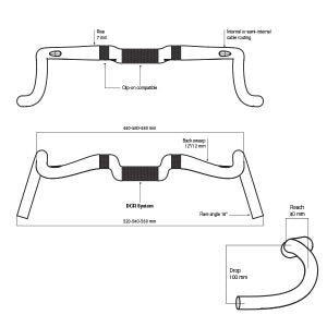 Deda Lenkung Biegung Gera Kies 480 mm POB 31,7 mm Kohlenstoff