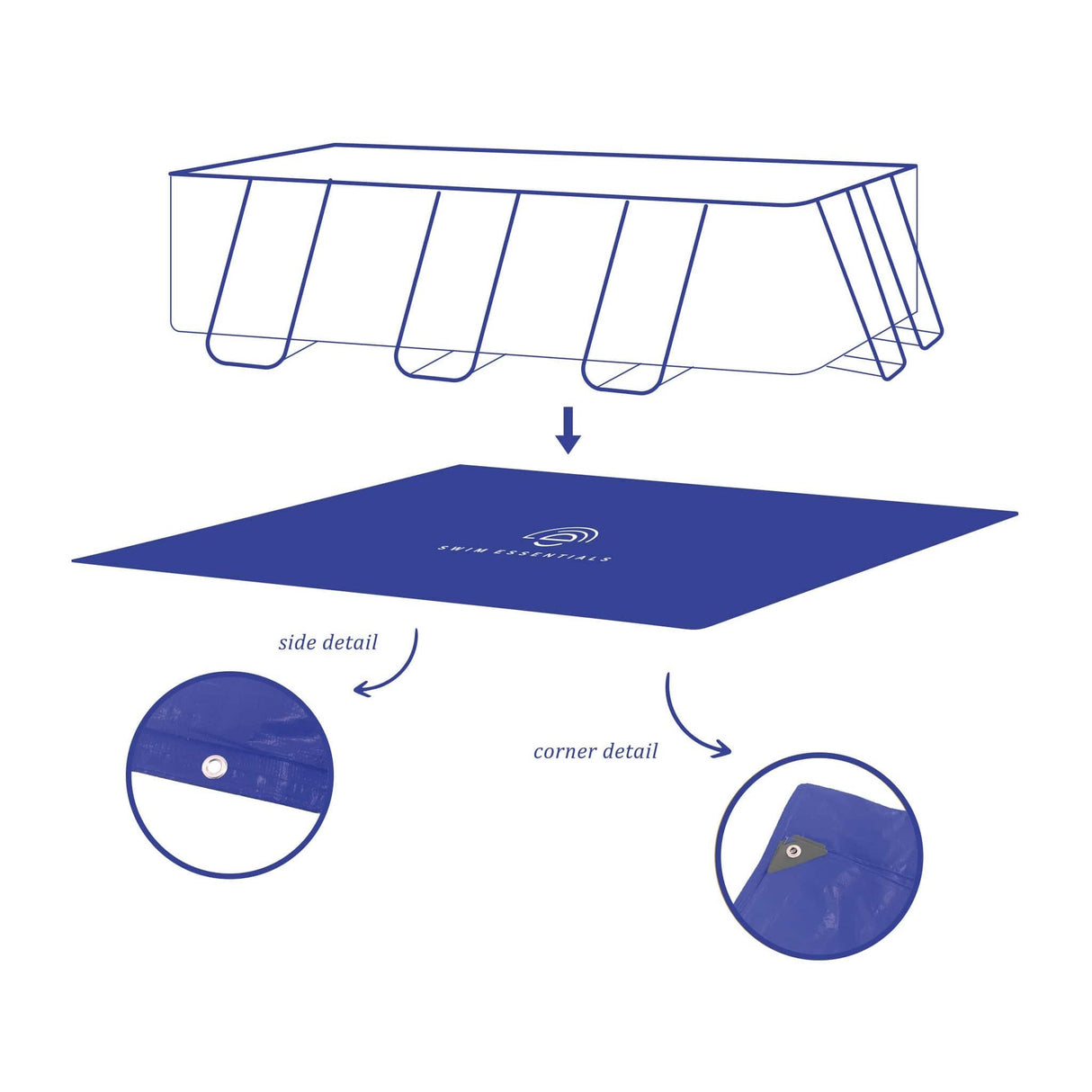 Eleganz | dunkelblaue Bodenplane für Schwimmbad, 200 x 400 cm