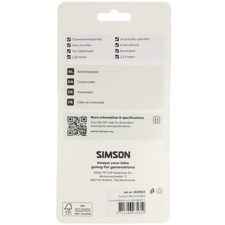 Simson Trommelbremsinnenzug Universal Edelstahl - Silber