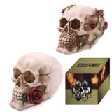 Wohnaccessoire Totenkopf mit Rosen