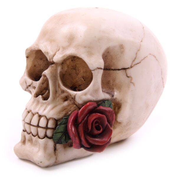 Wohnaccessoire Totenkopf mit Rosen