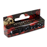 Schwarze Totenkopfwürfel im 5er-Set