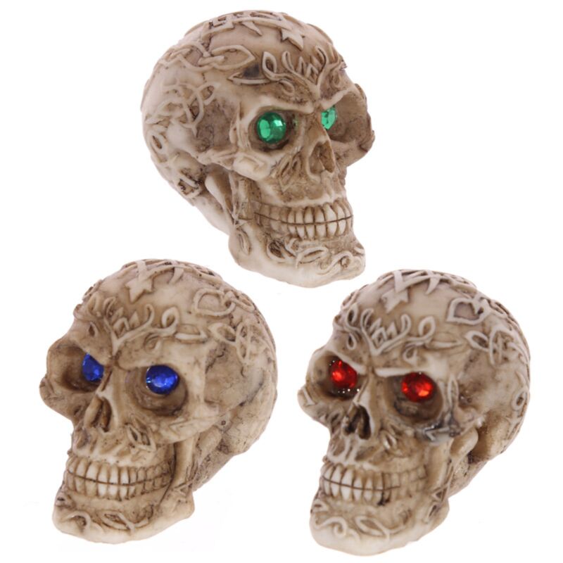 Mini keltische Totenköpfe, Edelsteinaugen, Wohnaccessoire