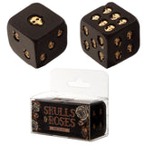 Schwarzgoldene Totenkopf-Rosenwürfel im 2er-Set