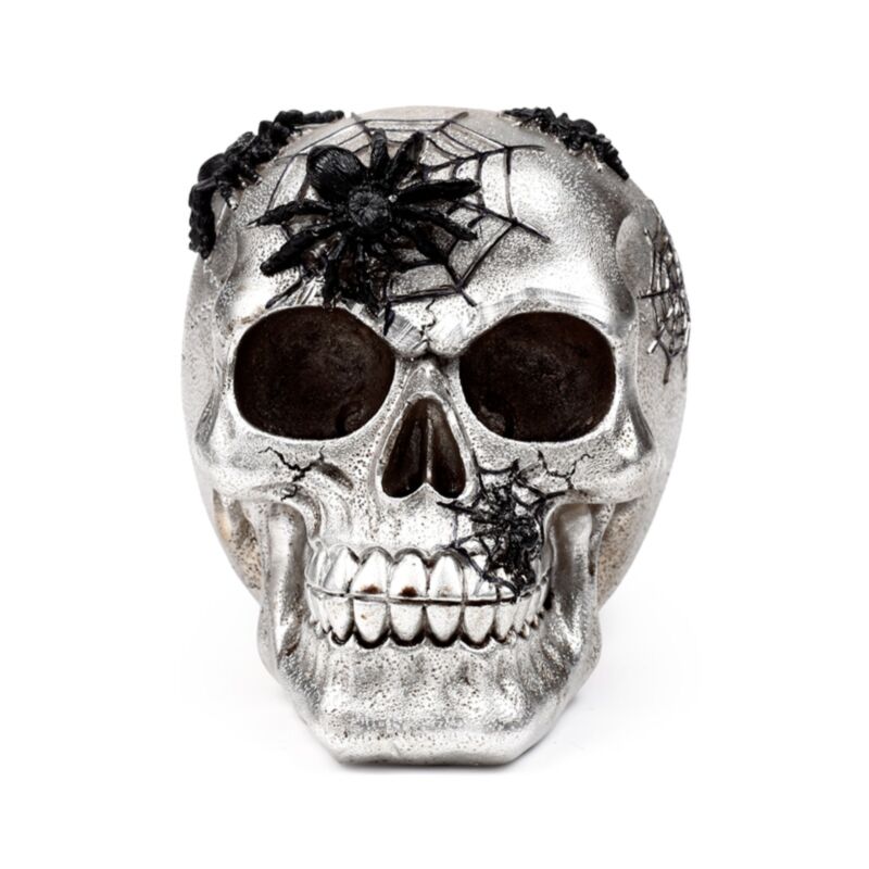 Silberner Totenkopf, schwarzes Spinnennetz