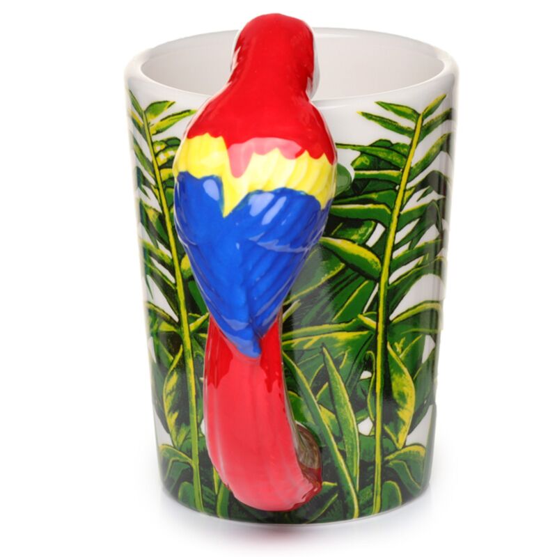 Papageienförmiger Keramikbecher mit Henkel