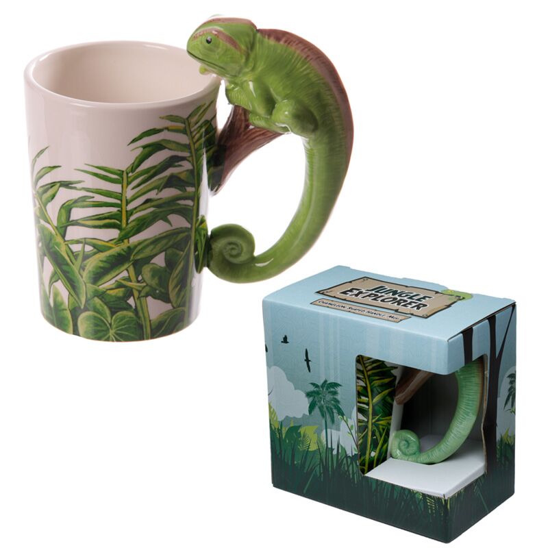 Keramikbecher mit Chamäleon-förmigem Henkel