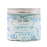 Marshmallow-Glas mit schaumiger Seifen-Körperwäsche