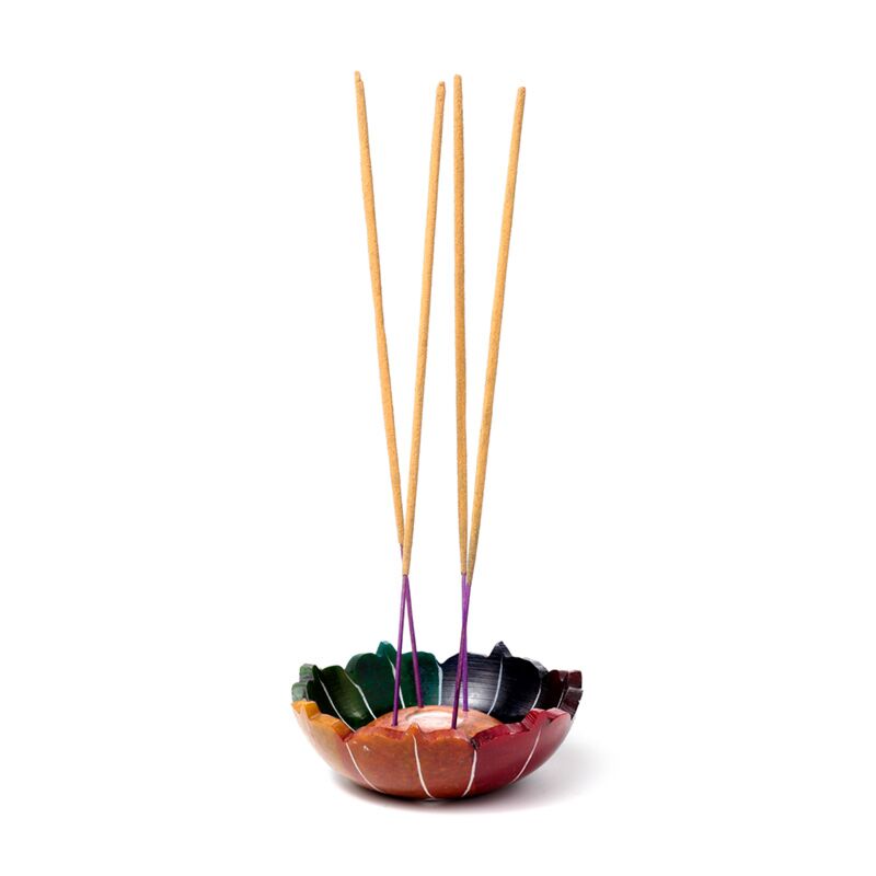 Chakra-Lotus-Räucherstäbchenhalter aus Speckstein