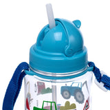 Ecozen Kinderwasserflasche 450 ml mit Flip-Strohhalm für kleine Traktoren